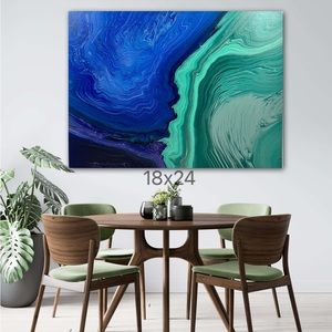 Handmade original acrylic fluid art 18”x24”